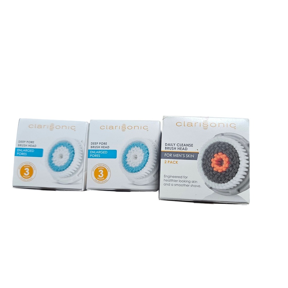 Lot of 3 Clarisonic Deep Pore & Mens Daily Cleanse Replacement Brush Head NIB